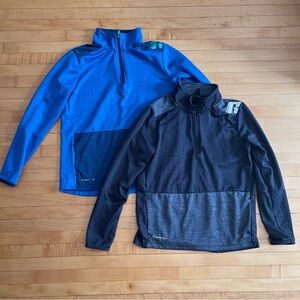 Two Russell 1/4-zip athletic pullovers size LG 10-12 black and blue